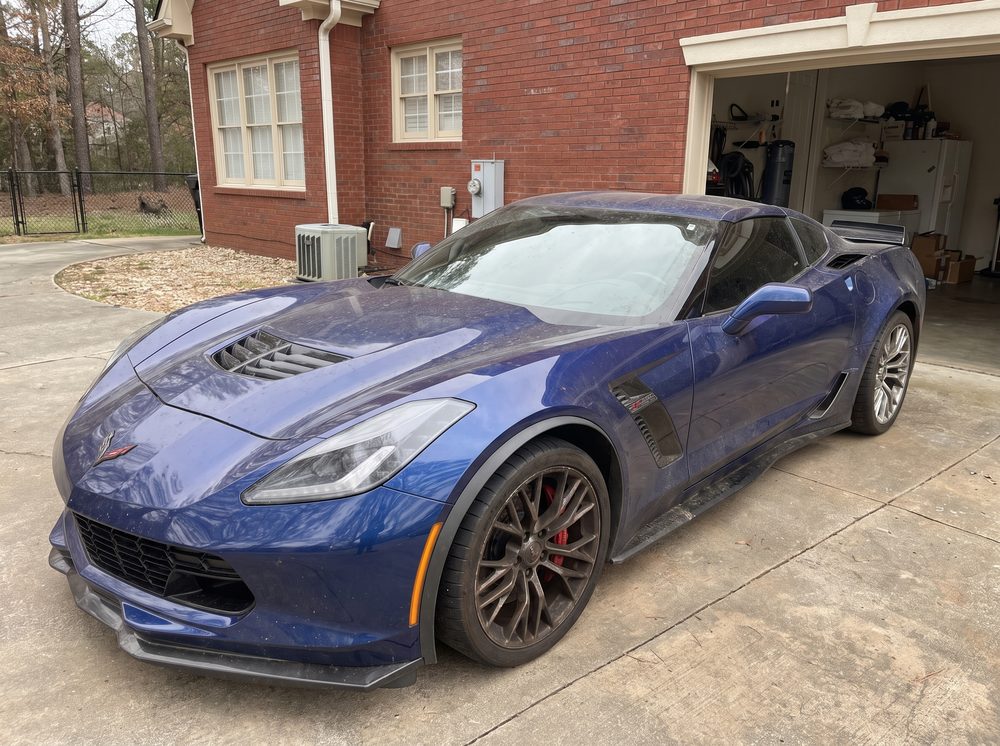 Dusty blue Corvette before mobile detailing in Atlanta, GA